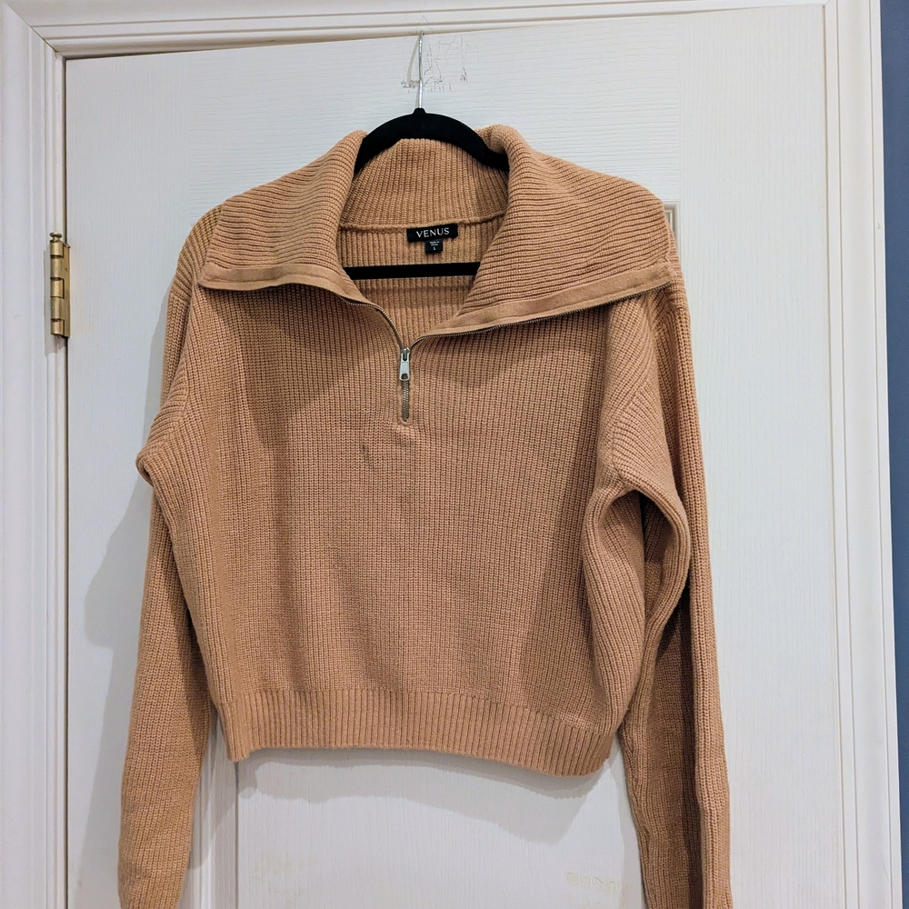 VENUS Women's Camel Cowl Neck Sweater